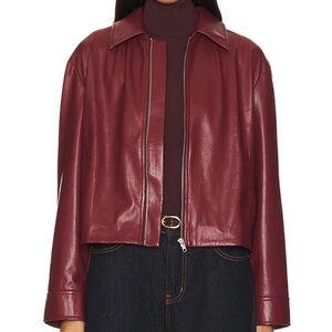 House of Harlow 1960 x REVOLVE Rapha Faux Leather Jacket in Burgundy